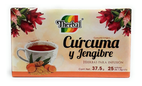 Te De Curcuma Y Jengibre Therbal 25 Sobres (3 Pz) Envio Full