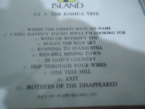 U2 The Joshua Tree Cd (Usado)