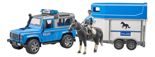 Bruder  Land Rover Vehículo De Policía W Caballo Remolque.