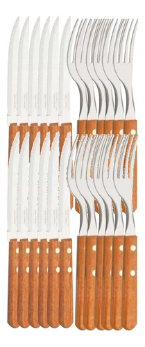 Set 24 Cubiertos Tramontina Dynamic 12 Cuchillos 12 Tenedor Marrón