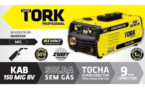 Imagem 4 de 6 de Máquina De Solda Inversora Kab 150 Mig S/gás - Rolo 1kg Tork
