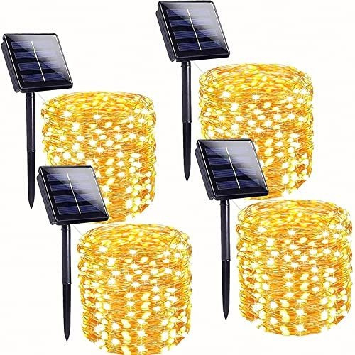Guirnalda De Luces Led 4 Piezas Con Panel Solar Impermeables
