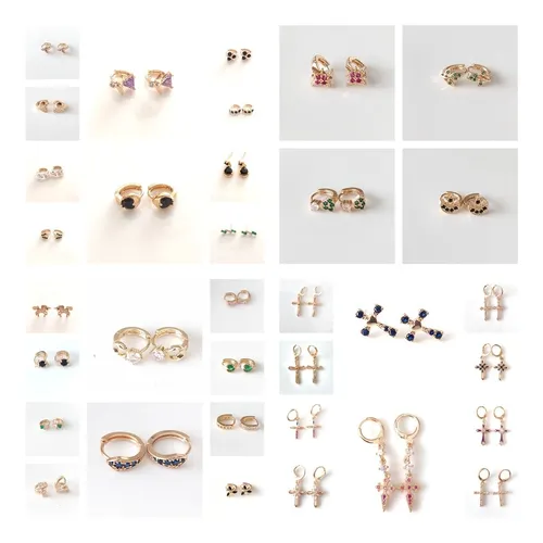Lote De Aretes De Oro Laminado Bisuter a Fina Mayoreo 10 Pz