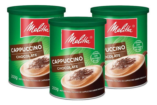 Kit 3 Cappuccino Solúvel Melitta Chocolate 200g