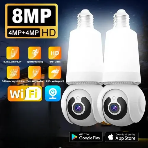 Cámara E27 4k Wifi Ptz Smart Security V380 Pro De 8 Mp