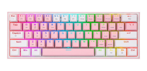 Teclado Gamer Mecanico Redragon Fizz Pro Pink Rgb- Revogames