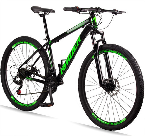 Bicicleta 29 Raider Z3x Pro 21 Marchas Freio A Disco Mtb Cor Preto/Verde Tamanho do quadro 17