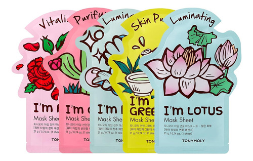 Pack De 5 Mascarillas Coreanas Im Real Tonymoly Tipo de piel Mixta