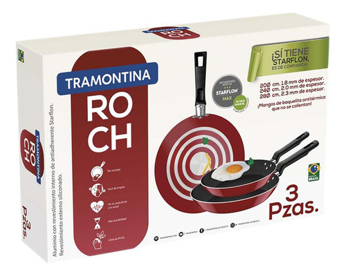 Juego De 3 Sartenes Tramontina 27899178 Roch 20 24 28 Cm