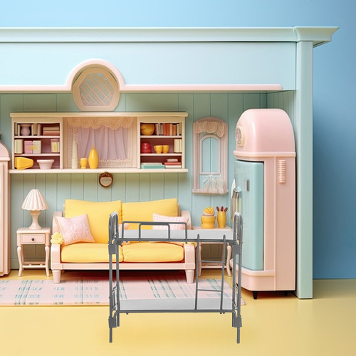 Cuna De Bebé: Litera De Metal Con Escalera 1/12 Muebles Retr