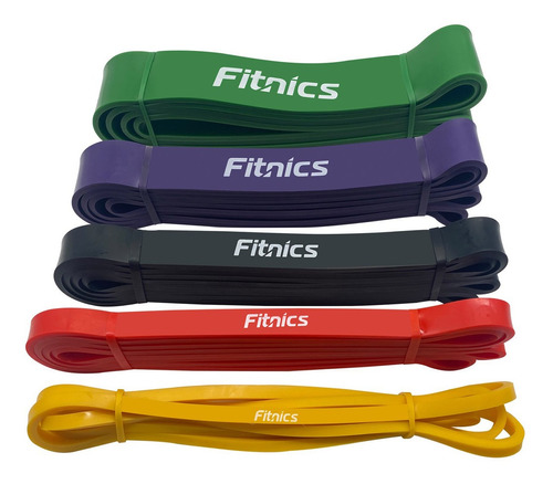 Bandas Elasticas Resistencia Poder Fitnics Set 5 Latex+bolsa