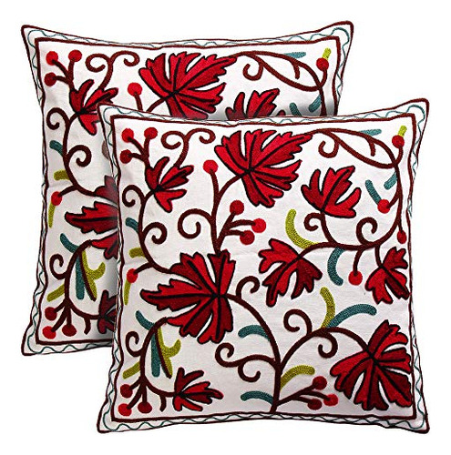 Decorative Throw Pillow Covers 18x18 Inch Set Of 2 Embr...