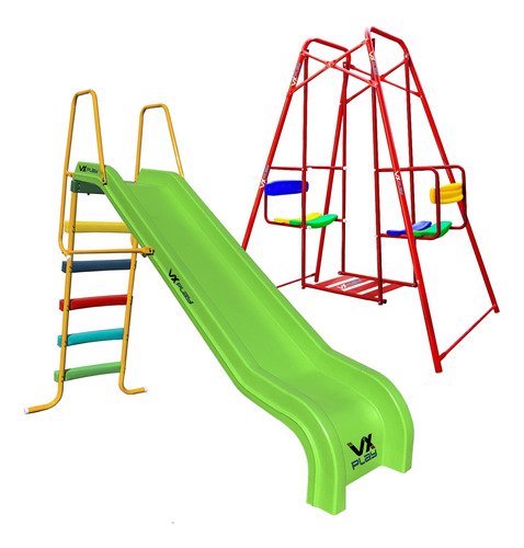 Hamaca Gemela 1.40 + Tobogan Pvc 5 Escalones Vxplay