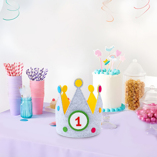 Corona Sombrero De Cumpleaños Decoración Fiesta Cumpleaños Color Crema