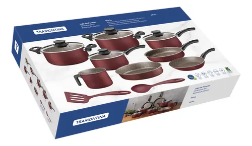 comprar Jogo De Panelas Tramontina Paris Starflon Max Vermelho 10pçs