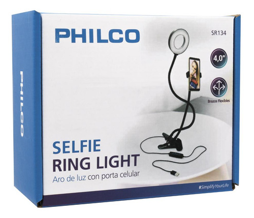 Soporte Tipo Clip Para Smartphone Con Aro De Luz