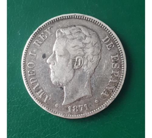 España 1871 5 Pesetas Plata (Usado)