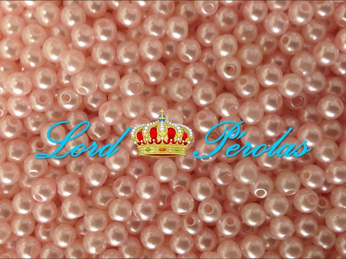 Imagem 1 de 1 de 100 Chatons Perolas Abs Inteira Com Furo 4mm Rosa Bebê