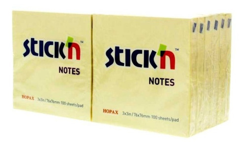 Imagen 1 de 3 de 12 Blocks Autoadhesivos 76x76mm 100 Hojas Stickn Amarillo