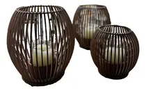 Comprar Set X 3 Fanales Porta Velas Redondo Deco Tendencia 3 Tamaños
