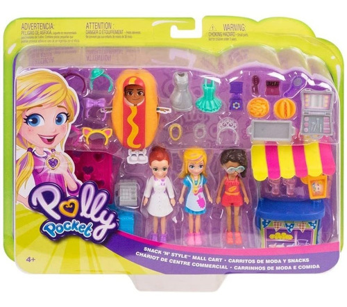 Polly Pocket Muñecas Snack N Style Mall Cart Original