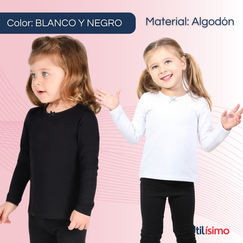 Camiseta Algodón Manga Larga Niña Cuello Redondo