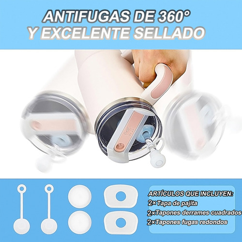 Set 12 Tapones Silicona Antiderrame Para Stanley Straw 2.0