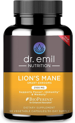 Extracto De Melena De León Orgánica Cápsula 2100mg 90 caps Dr Emil Nutrition