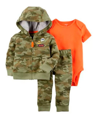 Conjunto Carters Bebe Camuflado Jogging Canguro Body