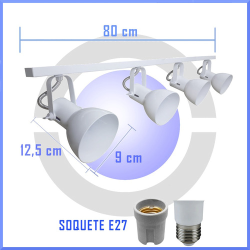 Imagem 7 de 7 de Spot Com Trilho P/ Lâmpada Comum Led Com 80 Cm