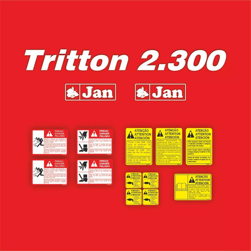 Kit Adesivo Compatível Jan Tritton 2.300 Implemento Agrícola