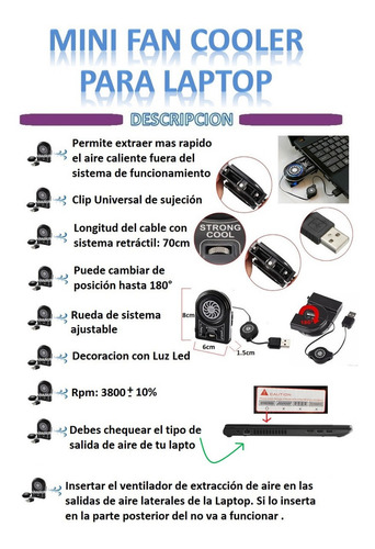 Mini Fan Cooler Usb Para Laptops Extractor Enfriador