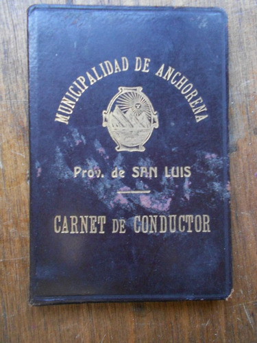 Carnet Antiguo Conductor San Luis 1938