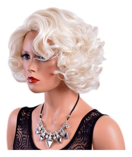 Short Blonde Curly Wigs For Women Big Wavy 80s Flip Wig...
