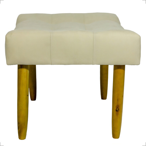 Puff Decorativo Retangular Requinte Pé Palito Suede Bege