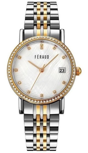 Reloj Feraud Mujer Acero Dorado Piedras Fecha F5564 Lsld