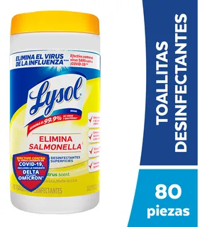 Toallitas Desinfectantes Lysol De Superficies Citrus 80 Toallitas