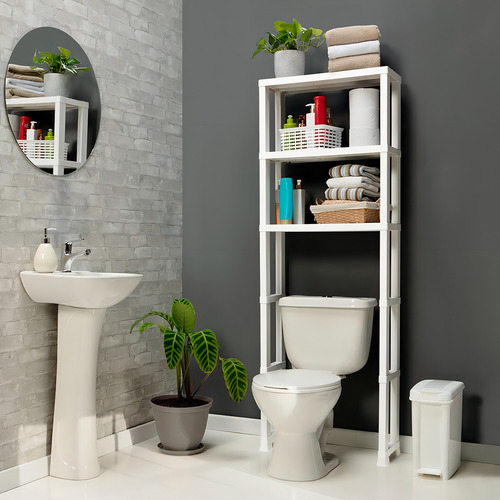 Estante Organizador 3 Niveles Para Baño Color Blanco