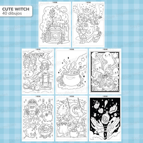 Páginas De Colorear Pintar - Imprimible Digitales Pdf Cute Witch