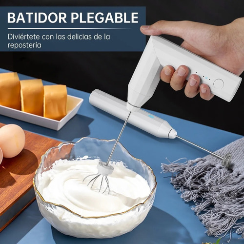 Imagen 2 de 7 de Batidor Eléctrico De Globo Para Leche Y Café Usb Recargable