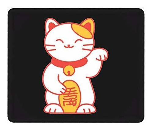 Pad Mouse - Japanese Lucky Cat Mouse Pad With Stitched Edge,