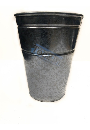 Imagen 2 de 2 de Florero Conico Cesto Zinc Galvanizado Decoracion Artesanal