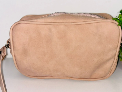 Cartera Golfera Bandolera Cuero Sintético Gamuzado Rosa 