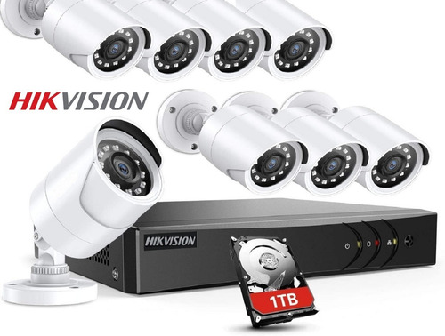 Kit Seguridad Dvr Hikvision 8 Camaras Hd 720p Disco Rigido 1tb