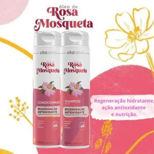 Imagem 2 de 9 de Kit Shampoo 300ml+ Cond 300ml Rosa Mosqueta Vs