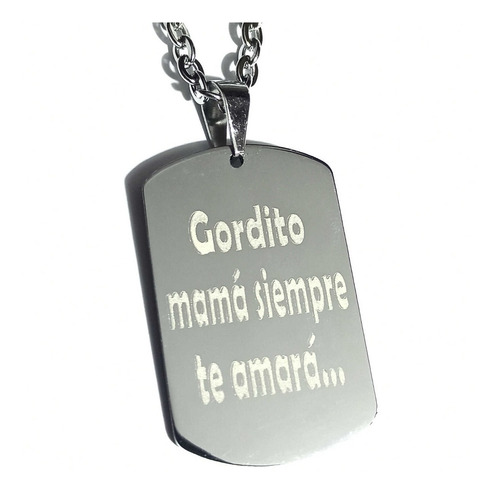 Imagen 4 de 10 de Foto Medalla Acero Quirúrgico Identidad 20x30mm Cadena 60cm