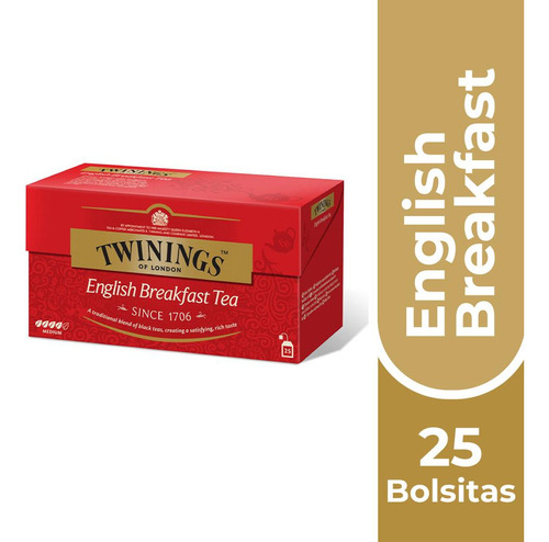 Twinings English Breakfast (etiqueta Roia) X 25 Bolsitas