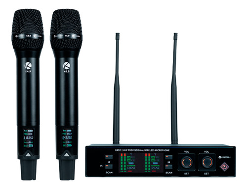 Microfone Sem Fio Duplo Kadosh Uhf Recarregável K492m Rec B6