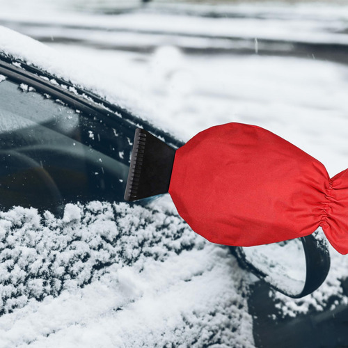Prevenga Los Rasguños Auto Snow Ice Scraper Mitt Rojo