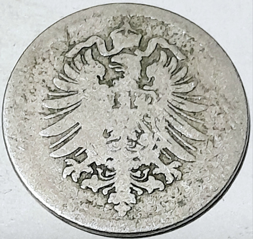 Moneda 5 Pfennig Deutsches  Reich 1876 Reino Aleman 